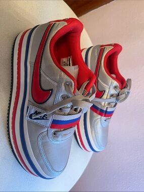 Nike Vandal 2K metallic  Silver platform Red & Blue sneakers 10